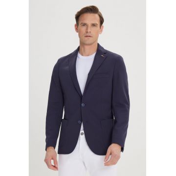 Sacou slim fit cu revere decupate