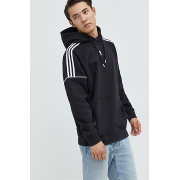 adidas Originals hanorac de bumbac bărbați, culoarea negru, cu imprimeu HK7309-BLACK