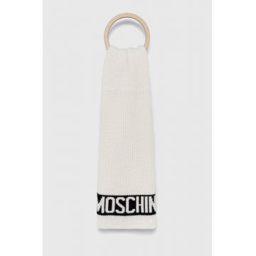 Moschino fular barbati, culoarea alb, neted