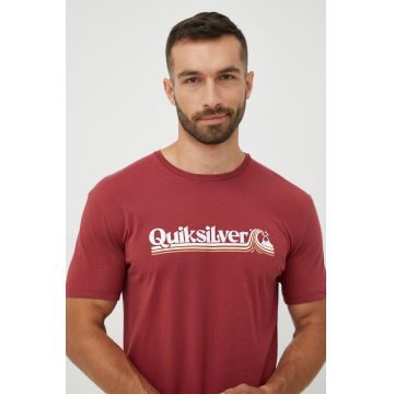 Quiksilver tricou din bumbac culoarea rosu, cu imprimeu