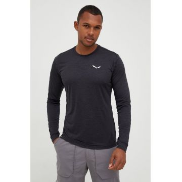 Salewa longsleeve sport culoarea negru, melanj