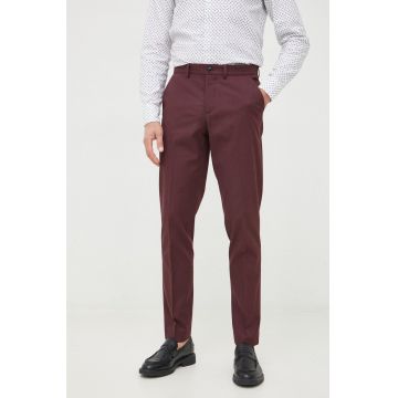 Sisley pantaloni barbati, culoarea bordo, mulata