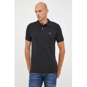 United Colors of Benetton polo de bumbac culoarea negru, neted