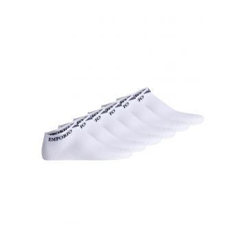Set de sosete pana la glezna - cu logo - din amestec de bumbac - 6 perechi - Alb