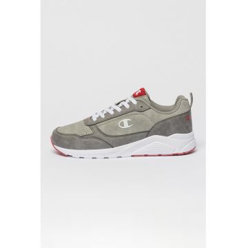 Pantofi sport din piele ecologica cu model uni - Gri deschis/Gri inchis