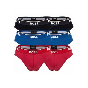 Set de chiloti cu logo - 6 perechi - Rosu/Negru/Albastru