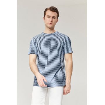 Tricou cu decolteu la baza gatului in dungi Monica