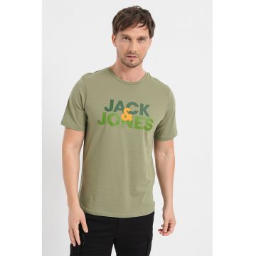 Tricou cu decolteu la baza gatului si imprimeu logo