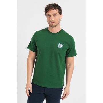 Tricou de bumbac organic cu decolteu la baza gatului