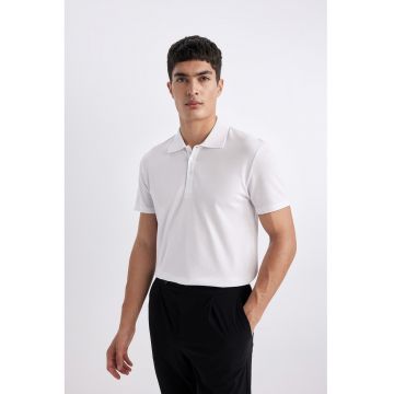 Tricou polo slim fit din amestec de modal