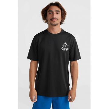 Tricou relaxed fit cu decolteu la baza gatului si imprimeu logo