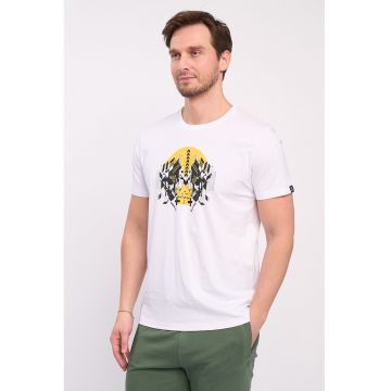 Tricou cu decolteu la baza gatului si imprimeu