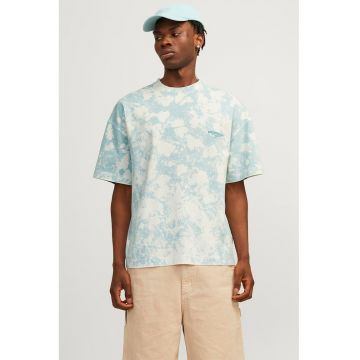 Tricou cu decolteu la baza gatului si model tie-dye