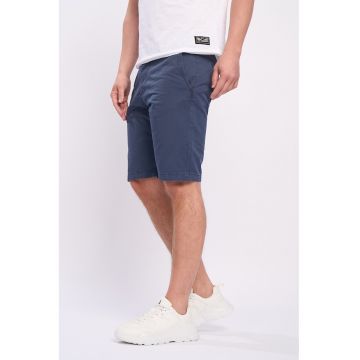 Pantaloni scurti de bumbac cu buzunare oblice - Albastru inchis