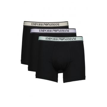 Set de boxeri cu banda logo in talie - 3 perechi - Negru/Verde pal