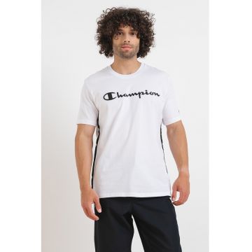 Tricou de bumbac cu imprimeu logo - Negru/Alb optic