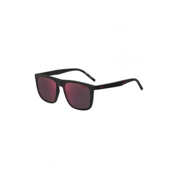 Ochelari de soare dreptunghiulari cu logo discret pe brate - Negru/Violet tyrian