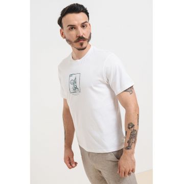 Tricou de bumbac organic cu decolteu la baza gatului