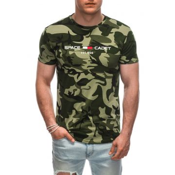 Tricou din amestec de bumbac cu model camuflaj