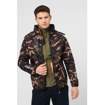 Jacheta cu gluga si captuseala din fleece Rayoute - Maro/Bej