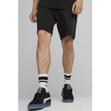 Pantaloni scurti cu snur de ajustare in talie - Negru/Albastru