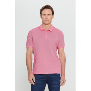 Tricou polo slim fit cu fenta cu nasturi