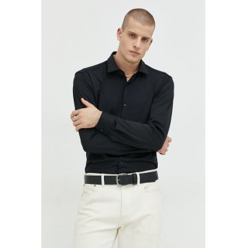 HUGO cămașă bărbați, culoarea negru, cu guler clasic, slim 50481195