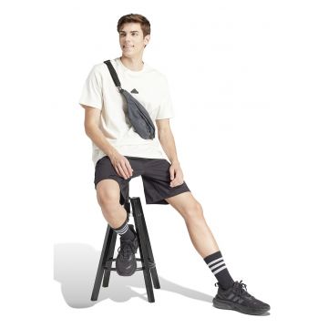 Pantaloni scurti din amestec de bumbac cu banda elastica in talie - Negru