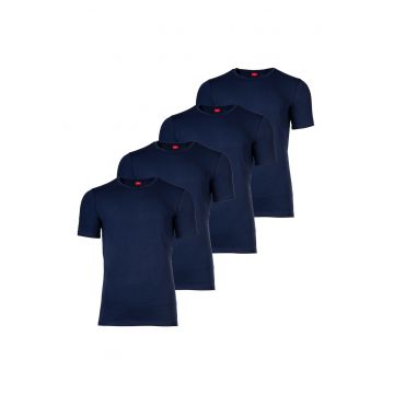 Set de tricouri cu decolteu rotund - 4 piese - Albastru marin