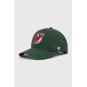 47 brand șapcă din amestec de lână NHL New Jersey Devils culoarea verde, cu imprimeu, H-BLPMS11WBP-DG
