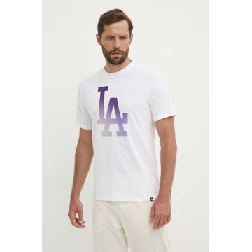 47 brand tricou din bumbac MLB Los Angeles Dodgers barbati, culoarea alb, cu imprimeu, BB012TEMECH618800WW