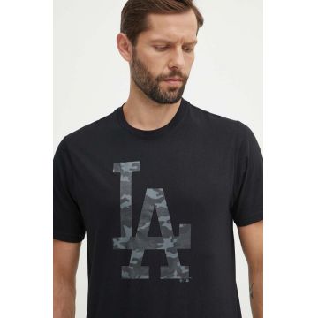47 brand tricou din bumbac MLB Los Angeles Dodgers barbati, culoarea negru, cu imprimeu, BB012TEMECH608510JK