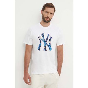 47 brand tricou din bumbac MLB New York Yankees barbati, culoarea alb, cu imprimeu, BB017TEMECH610503WW