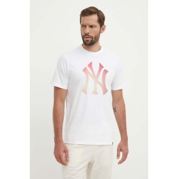 47 brand tricou din bumbac MLB New York Yankees barbati, culoarea alb, cu imprimeu, BB017TEMECH618798WW