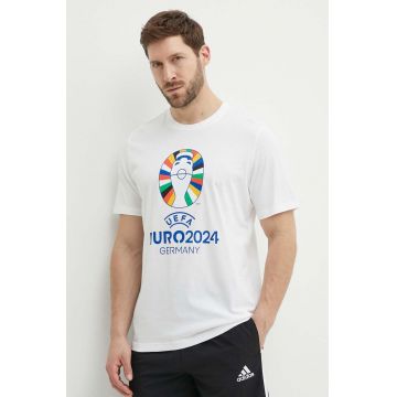 adidas Performance tricou Euro 2024 barbati, culoarea bej, cu imprimeu, IT9290