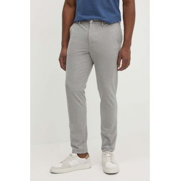 BOSS pantaloni barbati, culoarea gri, mulata, 50519121