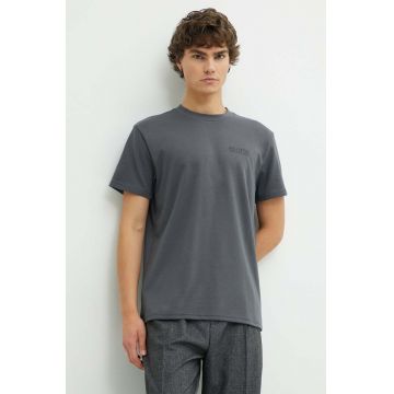 Hollister Co. tricou barbati, culoarea gri, neted