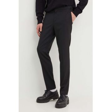 HUGO pantaloni din lana culoarea negru, drept, 50519673
