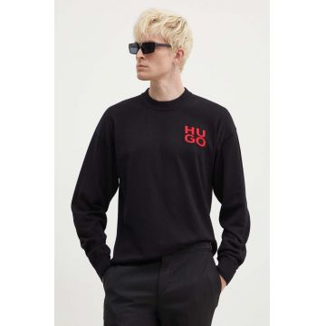 HUGO pulover de bumbac culoarea negru, light, 50516617
