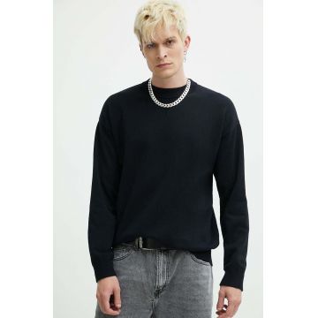 HUGO pulover de bumbac culoarea negru, light