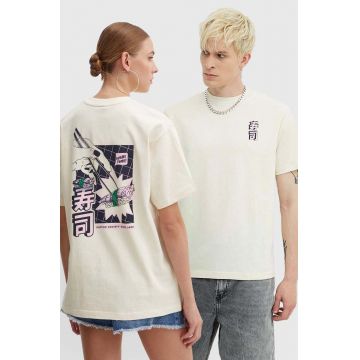 Kaotiko tricou din bumbac culoarea bej, cu imprimeu, AN014-01S-G00