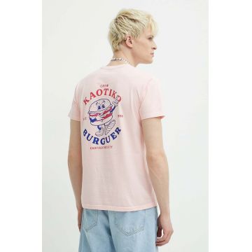 Kaotiko tricou din bumbac culoarea roz, cu imprimeu, AL139-03-G002