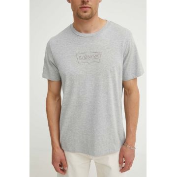 Levi's tricou din bumbac barbati, culoarea gri, cu imprimeu