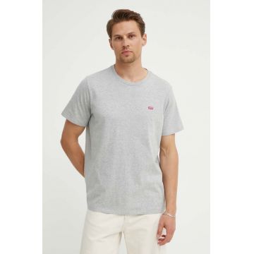 Levi's tricou din bumbac barbati, culoarea gri, neted