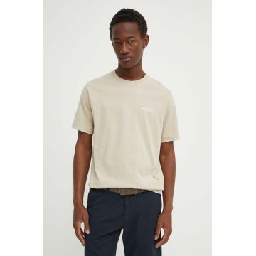 Marc O'Polo tricou din bumbac barbati, culoarea bej, cu imprimeu, 424201251546