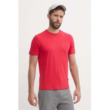 Napapijri tricou din bumbac SALIS barbati, culoarea rosu, neted, NP0A4H8DR251