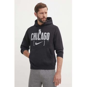 Nike bluza Chicago White Sox barbati, culoarea negru, cu glugă, cu imprimeu