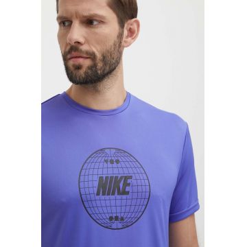 Nike tricou de antrenament Lead Line culoarea violet, cu imprimeu