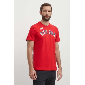Nike tricou din bumbac Boston Red Sox barbati, culoarea rosu, cu imprimeu