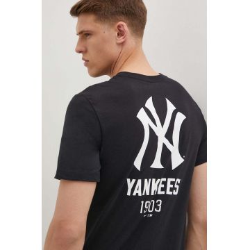 Nike tricou din bumbac New York Yankees barbati, culoarea negru, cu imprimeu